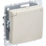 Розетка 1-местная с заземлением с защитными шторками и крышкой 16А IP20 РСбш10-3-БрКр бежевый IEK BRITE BR-R16-16-K10