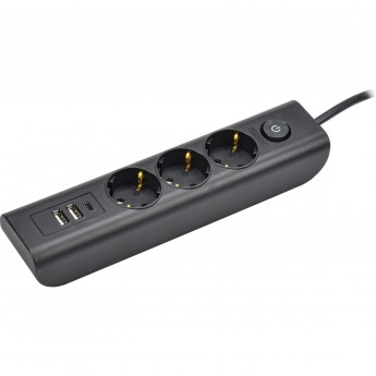 Удлинитель IEK MODERN У03В 3 розетки с заземляющим контактом + USBх3 2м 3х1мм2 16А/250В черный Удлинитель IEK MODERN У03В 3 розетки с заземляющим контактом + USBх3 2м 3х1мм2 16А/250В черный