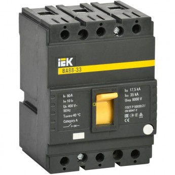 Выключатель автоматический IEK 3Р 80А 35кА ВА 88-33 SVA20-3-0080 Выключатель автоматический IEK 3Р 80А 35кА ВА 88-33 SVA20-3-0080